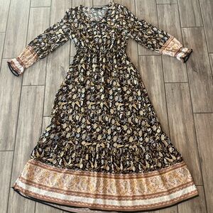 Floral Print Long Sleeve Maxi Dress